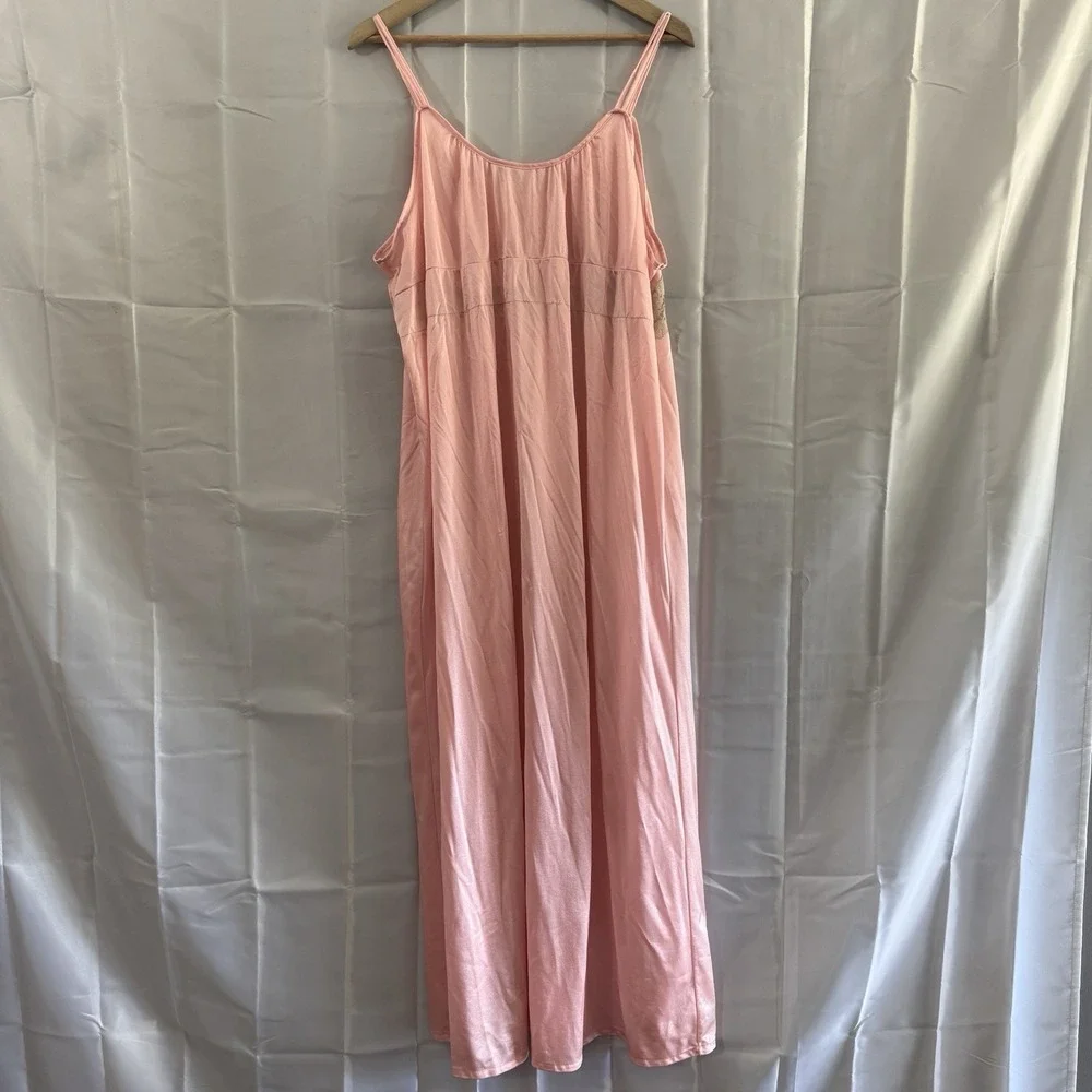 Vintage Womens 3X Undercover Wear Long Nightgown Pink Peek A Boo‎ Band Sexy USA